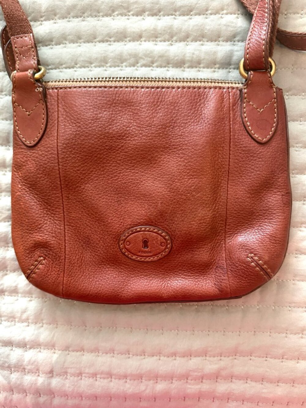 Fossil Brown Leather Crossbody Satchel Bag - Picture 3 of 4